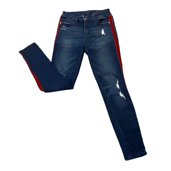 Judy Blue Red Velvet Tape Kayla Skinny Stretch Jeans Size 5/27 - Picture 2 of 6
